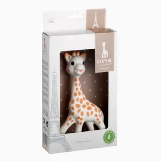 Bijtspeeltje - Bijtspeelgoed - Baby speelgoed - Kraamcadeau - Babyshower cadeau - In geschenkdoosje - 100% natuurlijk rubber - Vanaf 0 maanden - 17 cm - Beige/Bruin van Sophie de Giraf in Wit – productfoto 3 van 6