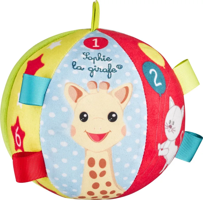 Speelbal met rammelaar - Babyspeelgoed - Speelgoedbal - Vanaf 3 maanden - Ø11 cm - Meerkleurig van Sophie de Giraf in Blauw – productfoto