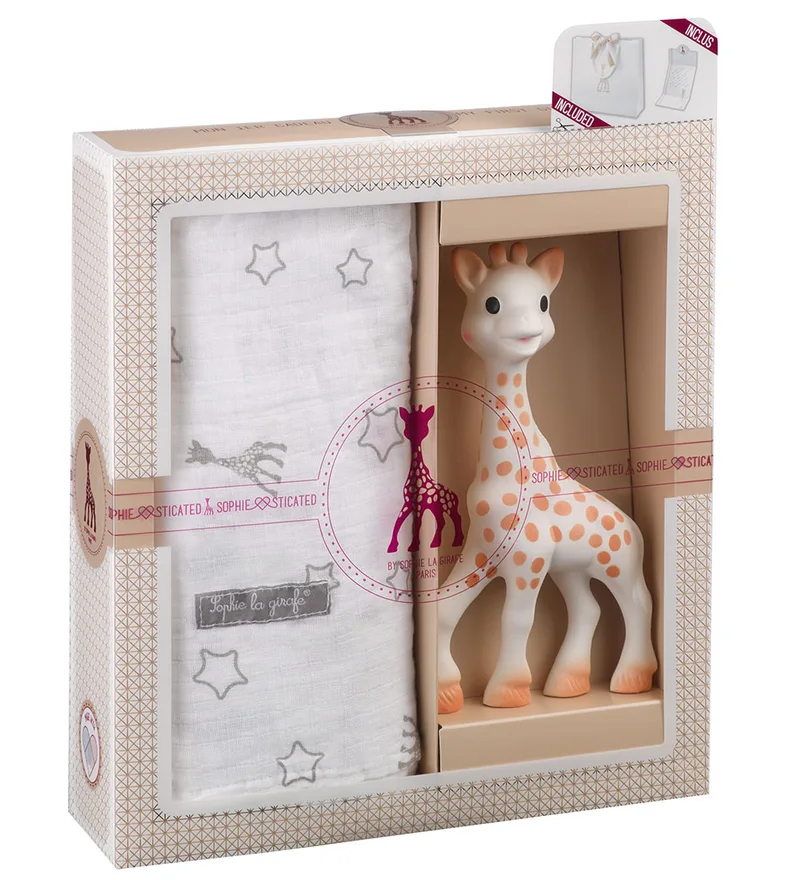 Cadeaubox - Bijtring/Hydrofiele Doek fra Sophie la Girafe – produktbillede