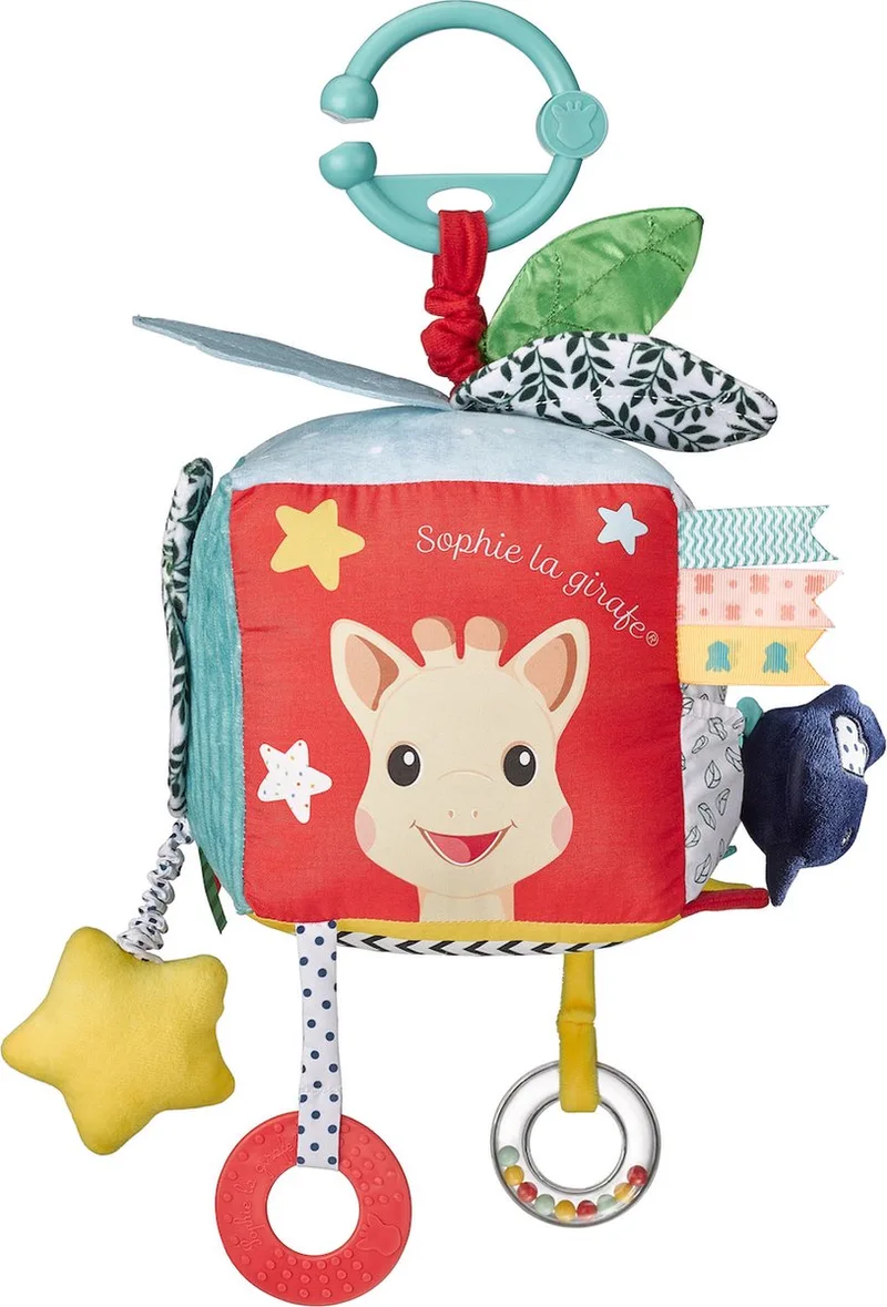 Sophie de giraf Activiteitenkubus - Boxmobiel - Baby speelgoed - Met ophangring - Vanaf 0 maanden - 15x15x15 cm - Meerkleurig van Sophie la Girafe in Rood – productfoto