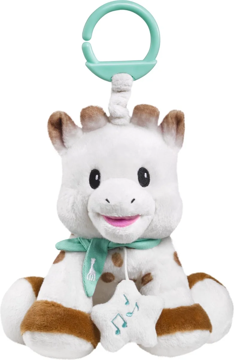 Sophie de giraf Muziekknuffel - Muziekhanger - Baby speelgoed - Kraamcadeau - Babyshower cadeau - Vanaf 0 maanden - 27x11x23 cm - Pluche - Wit/Bruin/Turquoise de Sophie la Girafe en Blanc – photo produit