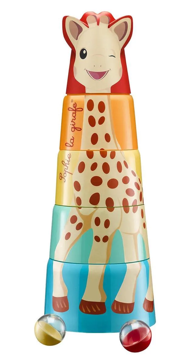 Sophie de giraf Reuze Stapeltoren - Kinderspeelgoed - Kraamcadeau - Babyshower cadeau - Vanaf 10 maanden - Tot 56 cm hoog - 5-Delig de Sophie la Girafe en Multicolore – photo produit