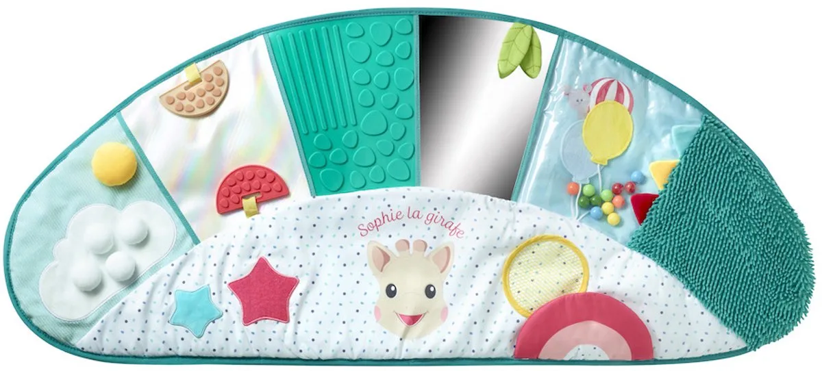 Sophie de Giraf Sensory Awakening Mat – Baby Speelmat met >16 Verschillende Texturen – Stimuleert Zintuigen, Tastzin en Motoriek – Veilig, Rolbaar en Draagbaar – Geschikt voor Baby’s Vanaf 10 Maanden van Sophie la Girafe in Groen – productfoto