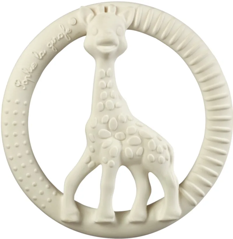 Sophie de giraf So'Pure Bijtring - Baby speelgoed - Kraamcadeau - Babyshower cadeau - 100% Natuurlijk rubber - In gerecyled geschenkdoosje met organic katoenen strikje - Vanaf 0 maanden - Ø8 cm van Sophie la Girafe in Wit – productfoto
