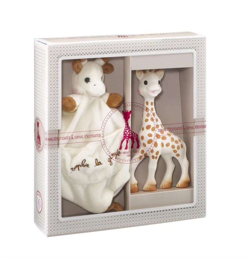 Sophie de giraf Sophiesticated Cadeauset - Baby speelgoed - Sophie de giraf & Knuffeldoekje met speenhouder - Kraamcadeau – Babyshower cadeau - 4-Delig van Sophie la Girafe in Sophie de giraf – productfoto