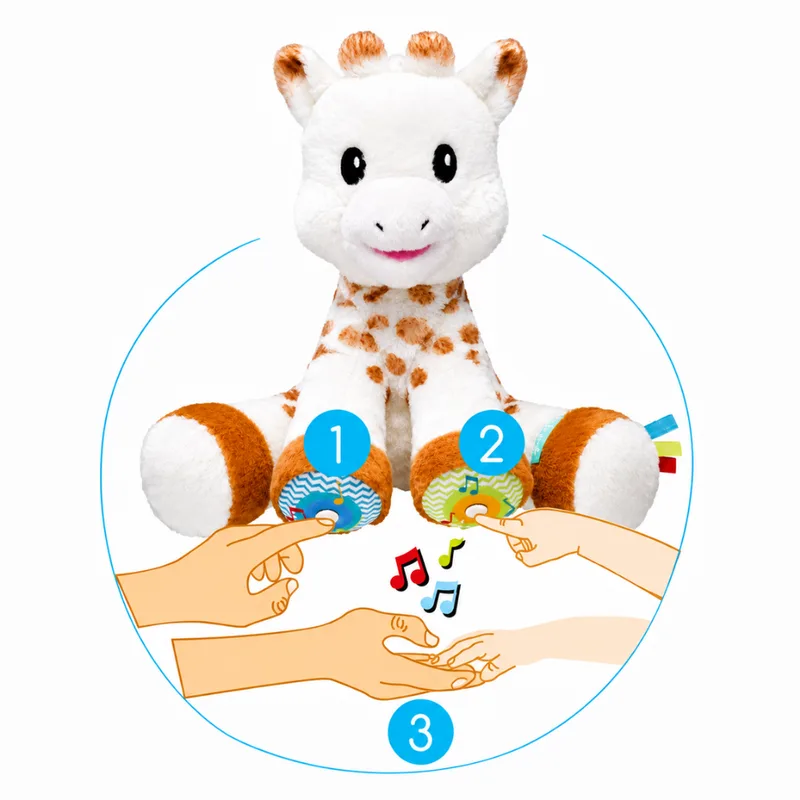 Sophie de giraf Touch & Music Knuffel - Kinderspeelgoed met geluid - Kraamcadeau - Babyshower cadeau - Vanaf 10 maanden - 3 Melodieën - Inclusief batterijen von Sophie la Girafe in Beige – Produktfoto 4 von 4