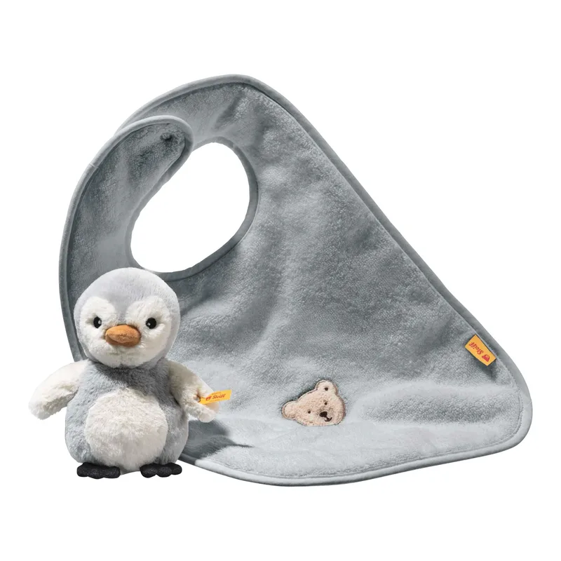 Geschenkset Lio Pinguin mit Rassel und Latz de Steiff en Gris, 22 × 22 × 9 mm – photo produit 1 sur 3