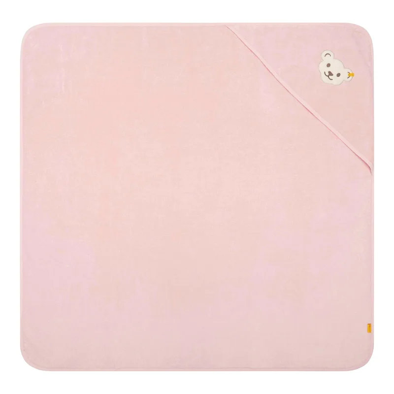 Kapuzen-Badetuch Frottee Bär 95x100 cm von Steiff in Rosa – Produktfoto 1 von 3