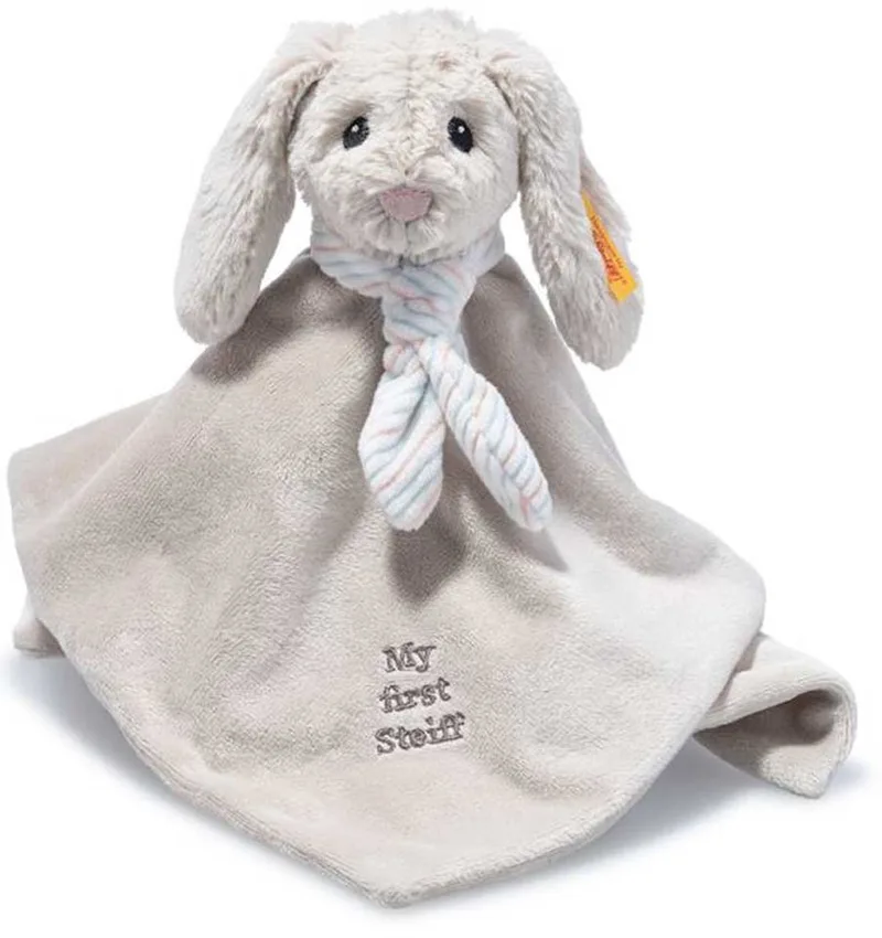 Schmusetuch Hase Hoppie Soft Cuddly Friends von Steiff in Grau – Produktfoto