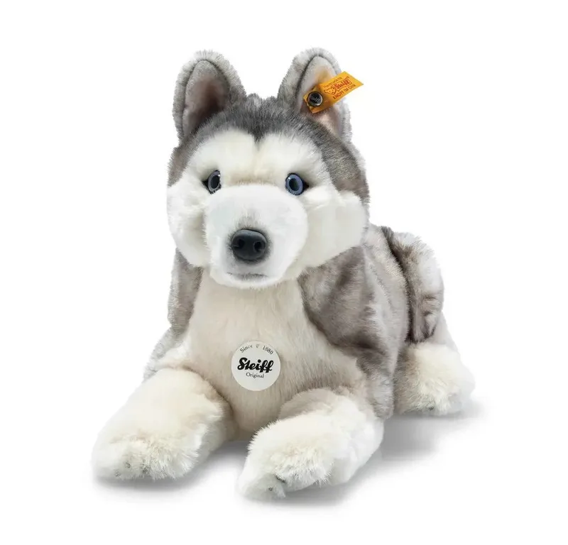 Kuscheltier Steiff Bernie Husky 33 grau/weiss liegend från Steiff – produktbild