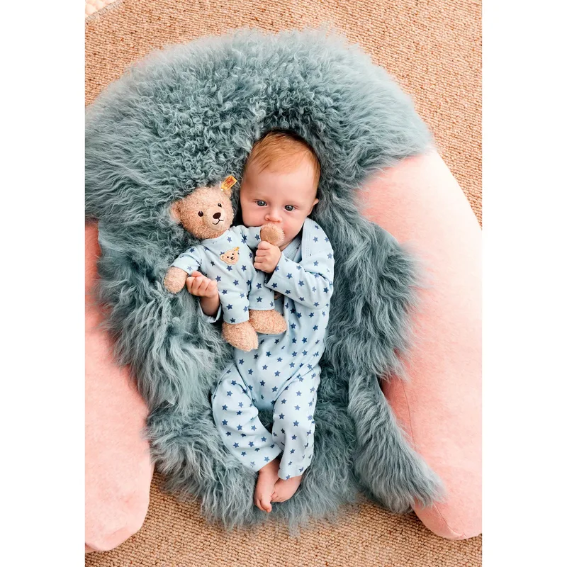 Teddybär Baby Teddy and Me mit Schlafanzug 25cm de Steiff en Bleu, 250 × 210 × 90 mm – photo produit
