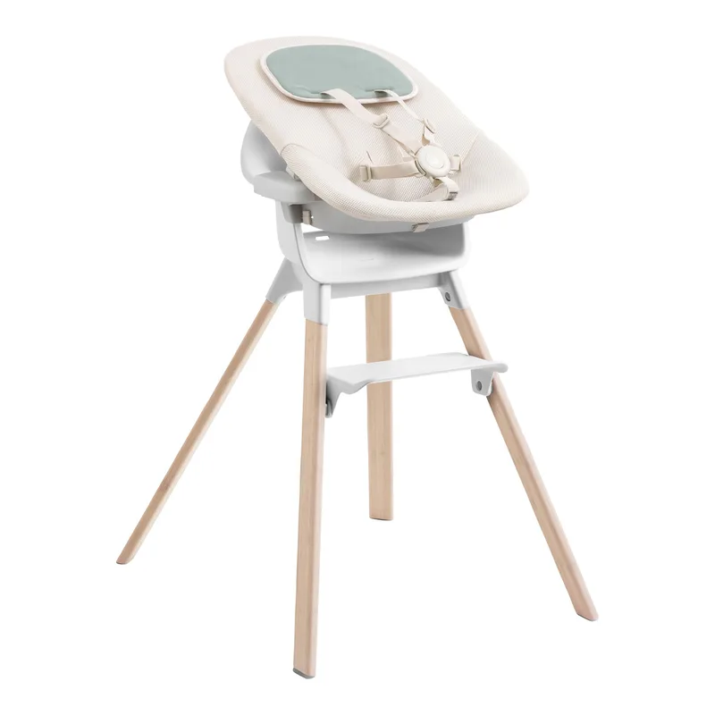 Clikk™ Bundle Hochstuhl Bambus inkl. Newbornset von Stokke in Weiß – Produktfoto