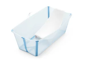 Flexi Bath met ondersteuning voor pasgeborenen - Duurzaam en gemakkelijk op te bergen - Handig voor thuis of op reis - Voor baby’s en kleuters en tot 4 jaar van Stokke in Ocean Blue – productfoto 2 van 4