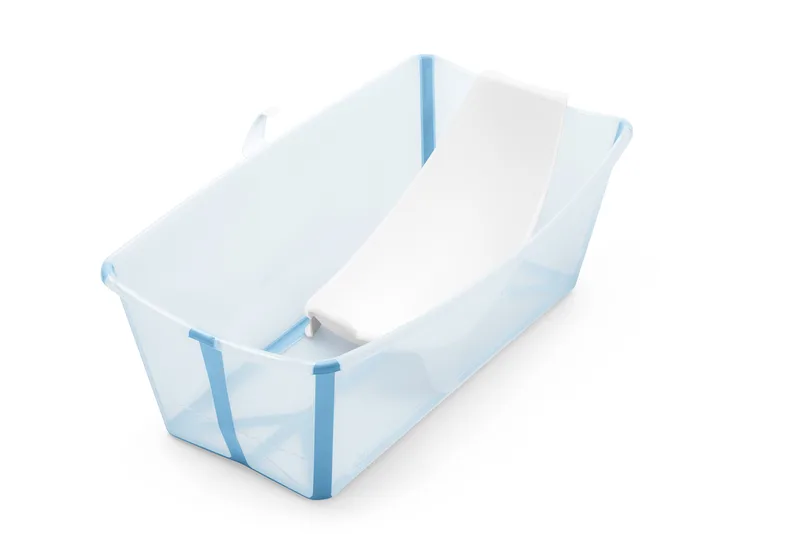 Flexi Bath met ondersteuning voor pasgeborenen - Duurzaam en gemakkelijk op te bergen - Handig voor thuis of op reis - Voor baby’s en kleuters en tot 4 jaar van Stokke in Ocean Blue – productfoto 2 van 4