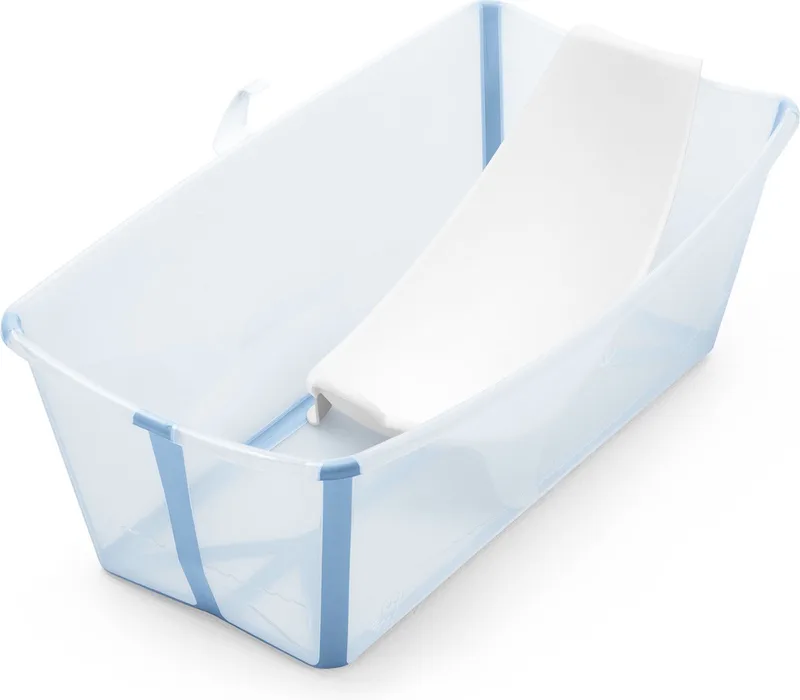Flexi Bath met ondersteuning voor pasgeborenen - Duurzaam en gemakkelijk op te bergen - Handig voor thuis of op reis - Voor baby’s en kleuters en tot 4 jaar van Stokke in Ocean Blue – productfoto 1 van 4