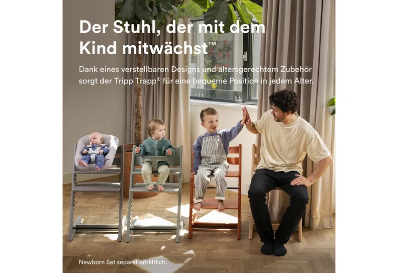 Hochstuhl Tripp Trapp Hochstuhl mit Baby set und Stokke Tray, für Kinder im Alter von 6-36 Monaten von Stokke in Grau – Produktfoto 2 von 4