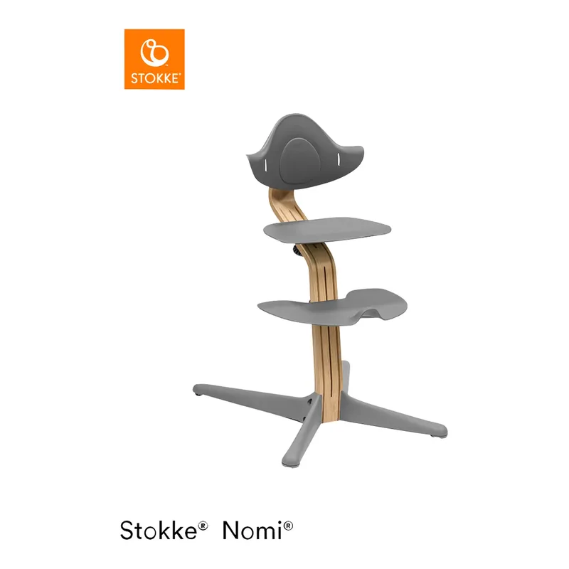 Nomi Bundle Hochstuhl Eiche inkl. Newbornset und Babyset de Stokke en Gris, 83,5 × 59 × 52 mm – photo produit