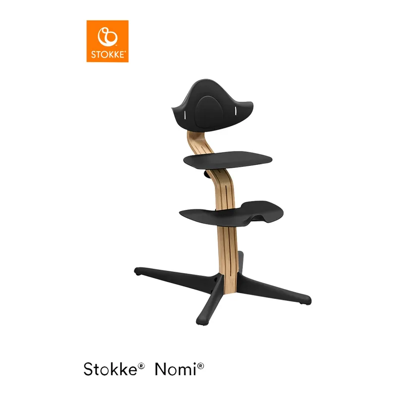 Nomi Bundle Hochstuhl Eiche inkl. Babyset von Stokke in Schwarz, 59 × 52 × 83,5 mm – Produktfoto