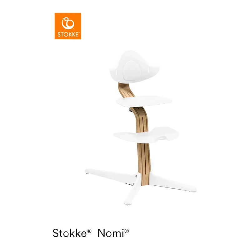 Nomi Bundle Hochstuhl Eiche inkl. Babyset fra Stokke i Hvid, 59 × 52 × 83,5 mm – produktbillede