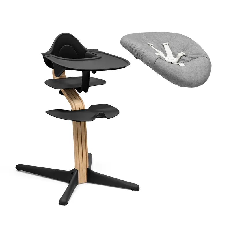 Nomi Bundle Hochstuhl Eiche inkl. Newbornset, Babyset und Tray by Stokke in Black – product photo