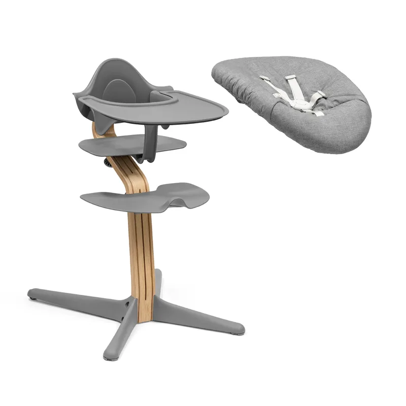 Nomi Bundle Hochstuhl Eiche inkl. Newbornset, Babyset und Tray de Stokke en Gris – photo produit