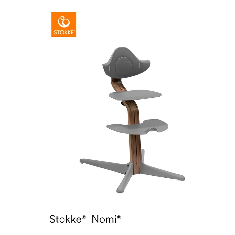 Nomi Bundle Hochstuhl Walnuss inkl. Babyset de Stokke en Gris, 59 × 52 × 83,5 mm – photo produit