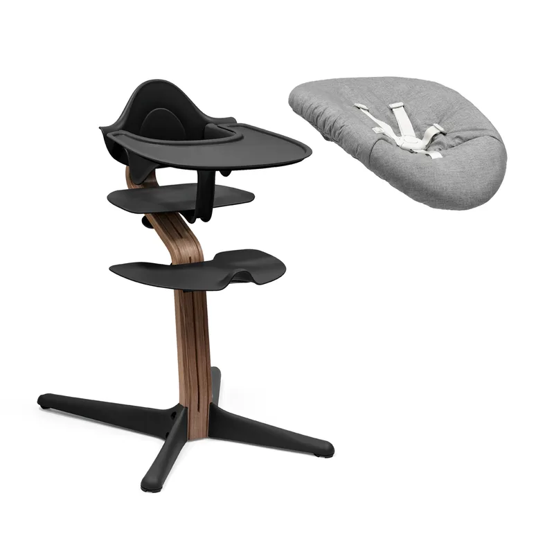 Nomi Bundle Hochstuhl Walnuss inkl. Newbornset, Babyset und Tray de Stokke en Noir – photo produit