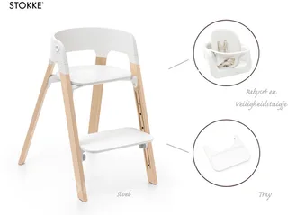 Steps Kinderstoel - Bundel met babyset, veiligheidstuigje en tray - White/Natural von Stokke in White-Natural – Produktfoto 1 von 4