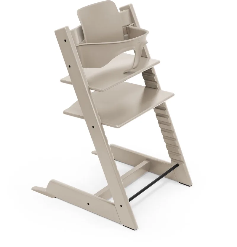 Tripp Trapp® Bundle Stoel Cashmere Grey | Babyset Cashmere Grey | Tray White de Stokke en Bruingrijs/taupe – photo produit