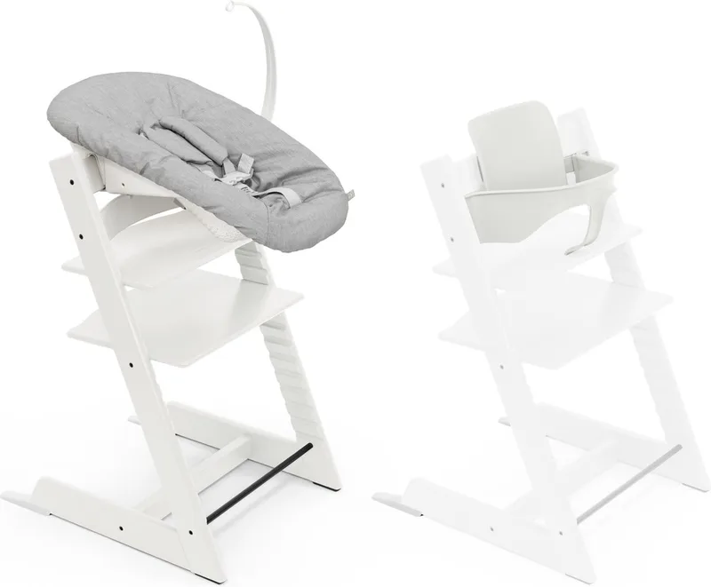 Tripp Trapp-kinderstoel, (inclusief stoel en babyset2) met newbornset - veilig, verstelbaar, ergonomisch ontwerp by Stokke in Wit – product photo