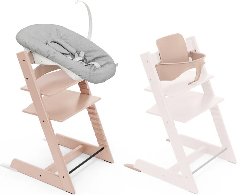 Tripp Trapp-kinderstoel, sereen roze (inclusief stoel en babyset2) met newbornset - veilig, verstelbaar, ergonomisch ontwerp de Stokke en Serene Pink – photo produit