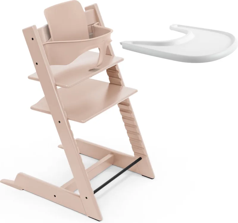 Tripp Trapp-kinderstoel Stokke-dienblad (wit) - Incl. Tripp Trapp-stoel, babyset 2 voor kinderen van 6-36 maanden en Stokke-dienblad - Verstelbaar, ergonomisch en gemakkelijk schoon te maken från Stokke i Serene Pink – produktbild
