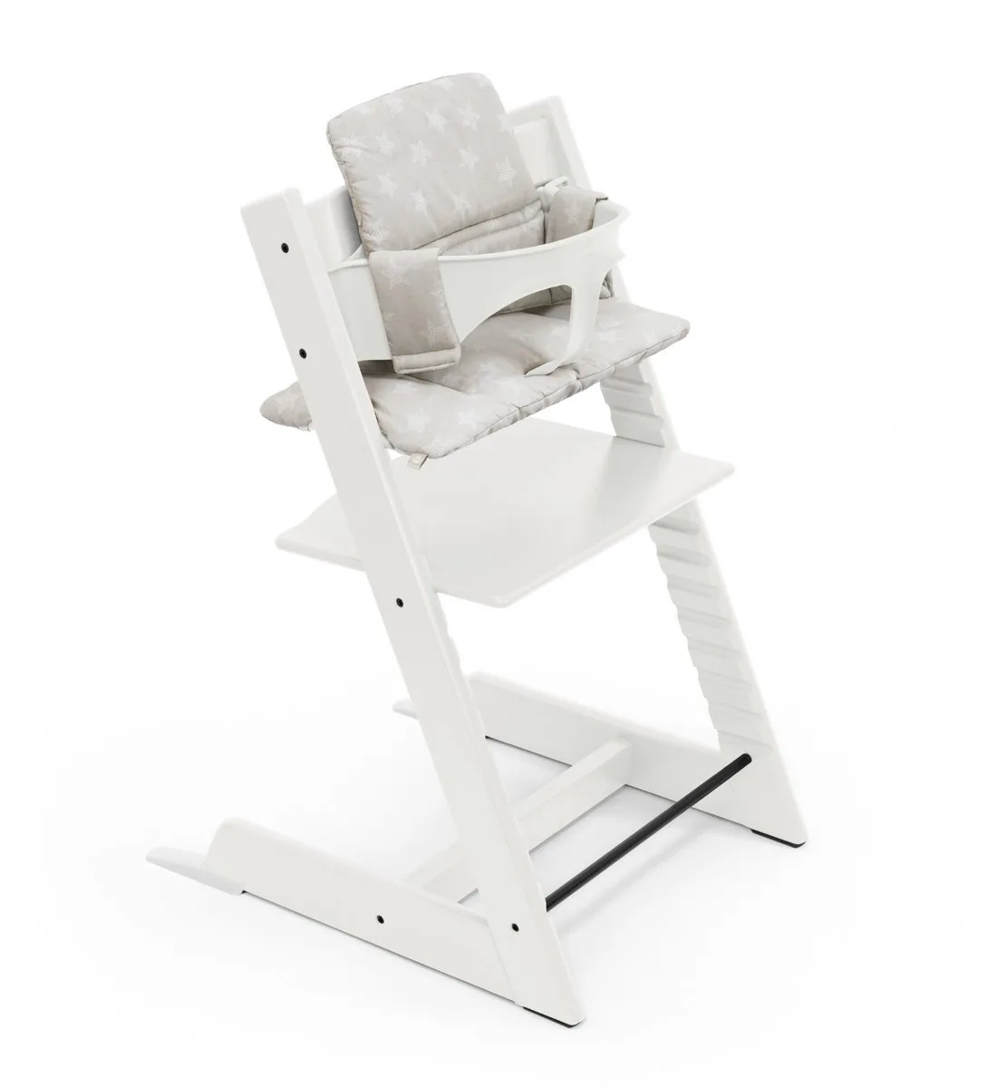 Tripp Trapp-kinderstoel (White) met kussen OCS (Star Silver) - Inclusief Tripp Trapp-stoel, babyset 2 voor kinderen van 6-36 maanden de Stokke en Blanc – photo produit