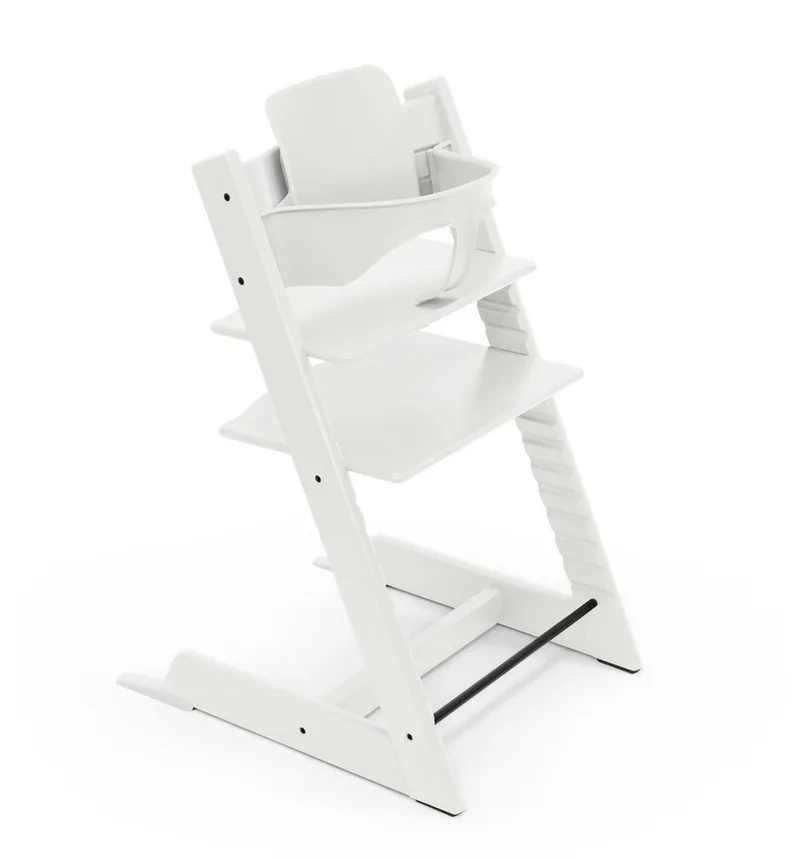Tripp Trapp-kinderstoel, wit - inclusief stoel + babyset2 voor kinderen van 6-36 maanden - verstelbaar, ergonomisch en gemakkelijk schoon te maken de Stokke en White – photo produit