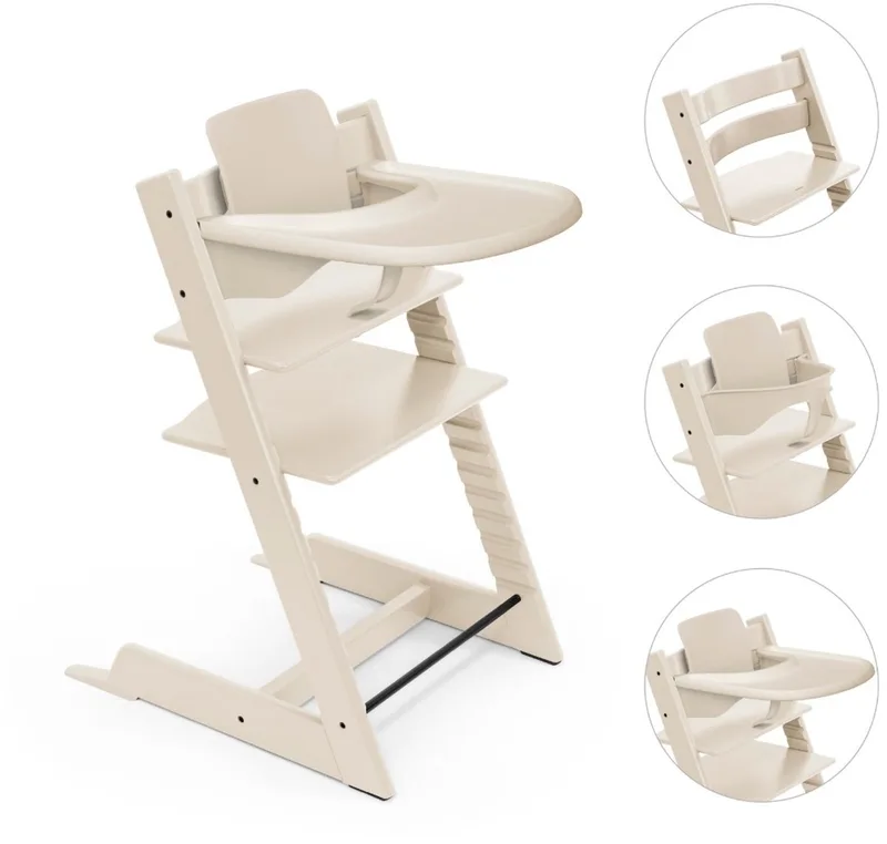 Tripp Trapp meegroeiende baby- en kinderstoel (Vanilla Wit) met Stokke Tray (Vanilla Wit) by Stokke in Wit – product photo