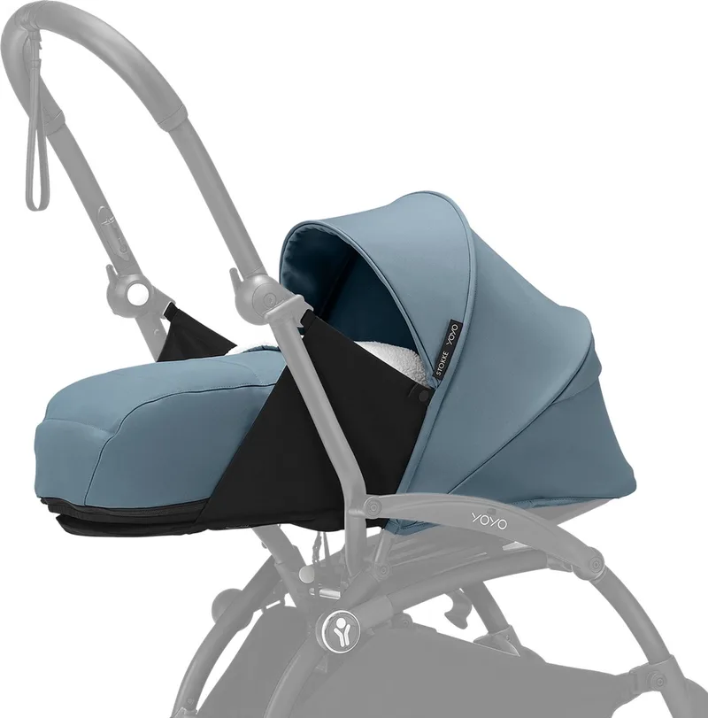 YOYO 0+ Newborn Pack, - Inclusief matras, uitschuifbare luifel en vijfpuntsgordel - Vereist YOYO-frame (apart verkrijgbaar) by Stokke in Aqua – product photo
