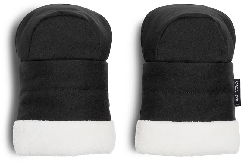 YOYO wanten - Sherpa-voering, waterafstotende stof - Gemakkelijk aan de YOYO-kinderwagen te bevestigen met klittenbandsluiting - Machinewasbaar op 30°C by Stokke in Black – product photo