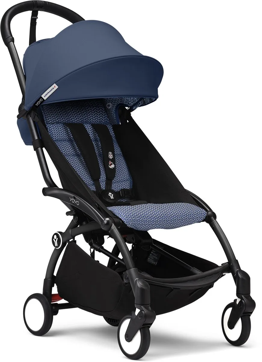 YOYO3 kinderwagen vanaf 6 maanden - Inclusief zwart frame / zitkussen + luifel - In een handomdraai in- en uitklapbaar - Licht en compact - Past in handbagage de Stokke en Air France Blue – photo produit