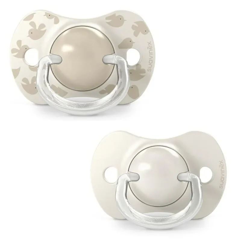 Set van 2 Birdies SX Pro 6-18m Fopspenen - Beige de Suavinex – photo produit