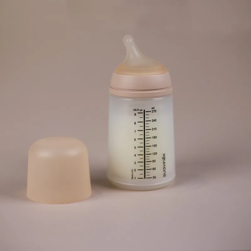 Zero.Zero Anti-Colic Medium Flow Zuigfles 270ml SXZBRF050012 de Suavinex en Transparant met zalmroze – photo produit