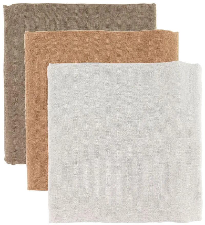 Hydrofiele Doek - 70x70 - 3-pack - Beige/Brown/Golde fra That's Mine – produktbillede