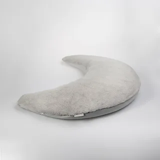 Halve maan voedingskussen Maan van Pluche grijs van Theraline in Grijs – productfoto 1 van 3