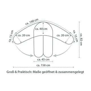 Original voedingskussen mousseline 190 cm van Theraline in Beige, 190 × 40 × 17 mm – productfoto 3 van 3