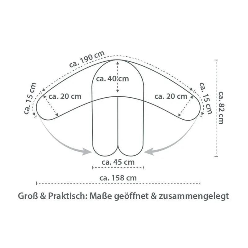 Original voedingskussen mousseline 190 cm van Theraline in Beige, 190 × 40 × 17 mm – productfoto 3 van 3