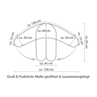 Original Stillkissen Musselin 190 cm van Theraline in Grijs, 190 × 40 × 17 mm – productfoto 3 van 3