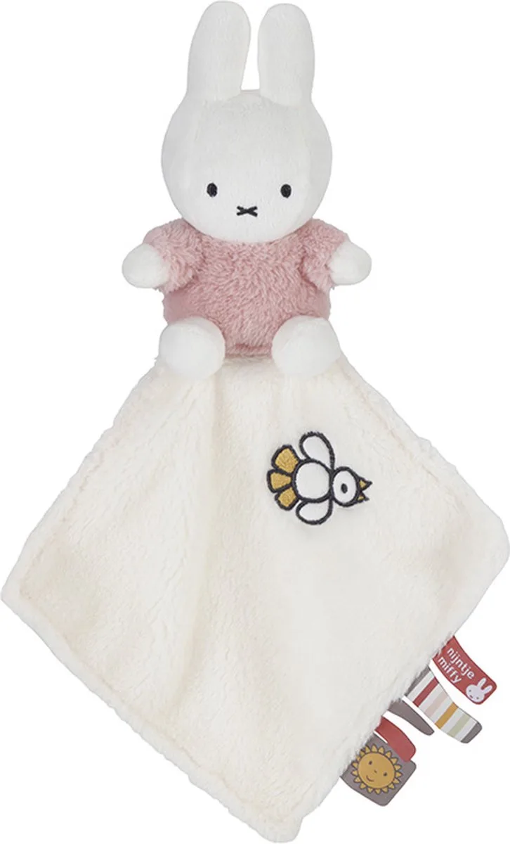 Nijntje Knuffeldoekje Fluffy pink van Tiamo in Wit – productfoto
