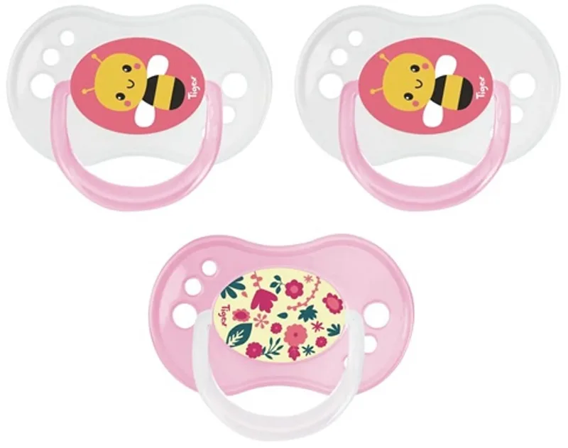 Fopspenen Dag & Nacht – Glow in the Dark – Siliconen – 3 Stuks , Smart Night- Physio, panda 18-36 maanden by Tigex in Pink – product photo