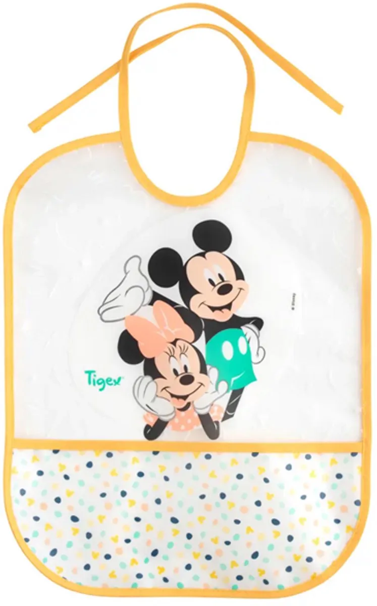 Mickey & Minnie Waterdichte Slab voor Baby – PEVA – Met Kruimelopvangzakje – Gemakkelijk Schoon te Maken by Tigex – product photo