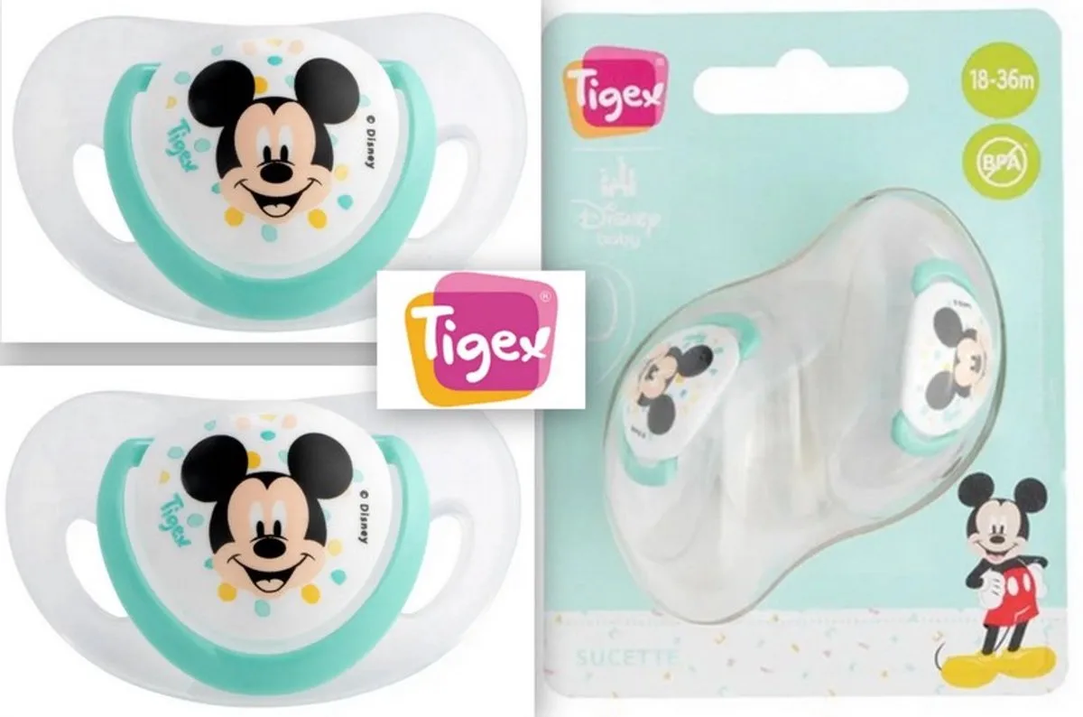 SMART Fopspeen - Mickey Mouse - 18-36 Maanden - 2 Stuks - Siliconen de Tigex en Vert, Turkooizen – photo produit