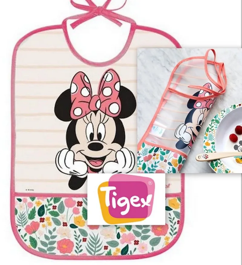 Waterdichte Slabbetje | Disney Minnie | Roze | 6 m+ Roze de Tigex en Rose – photo produit